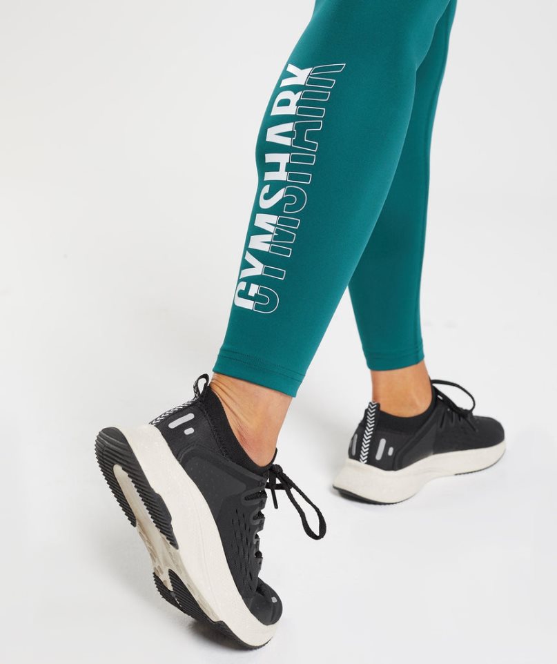 Legginsy Gymshark Fraction Damskie Turkusowe | PL 602XZB